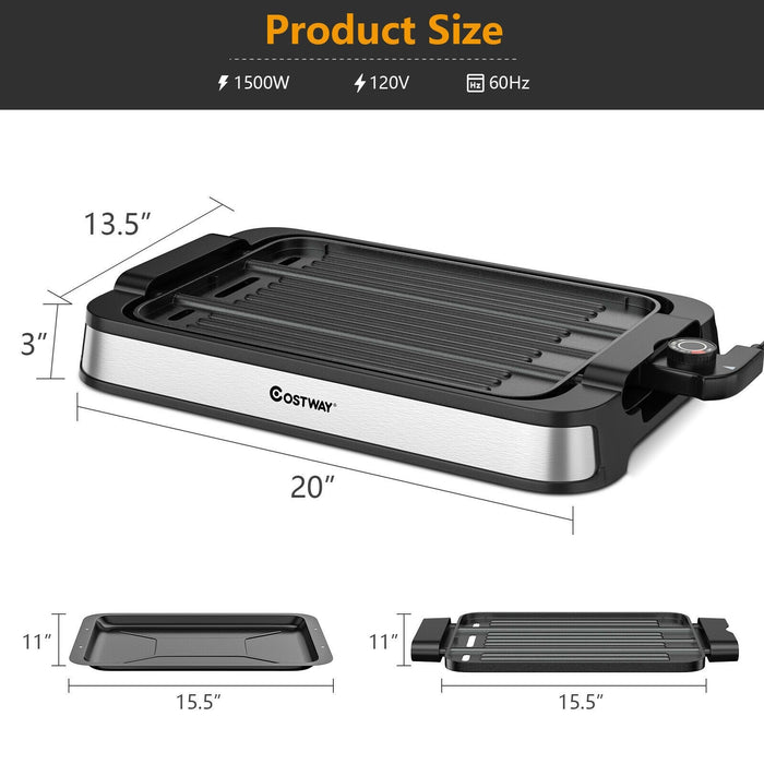 Smokeless Indoor Grill Electric Griddle with Non-Stick Cooking Plate