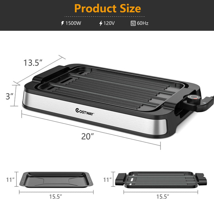 Smokeless Indoor Grill Electric Griddle with Non-stick Cooking Plate