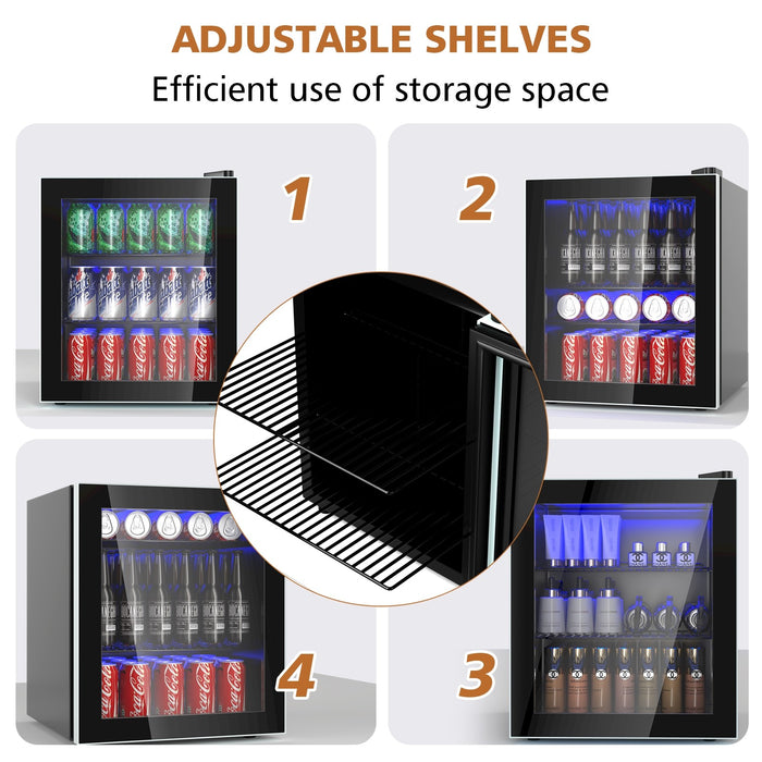 60 Can Beverage Mini Refrigerator with Glass Door/ Black
