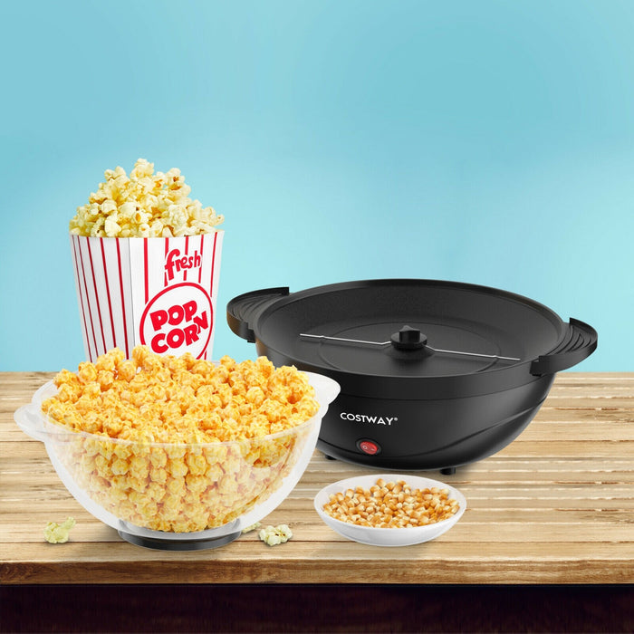 Popcorn Popper Maker With Nonstick Plate Black