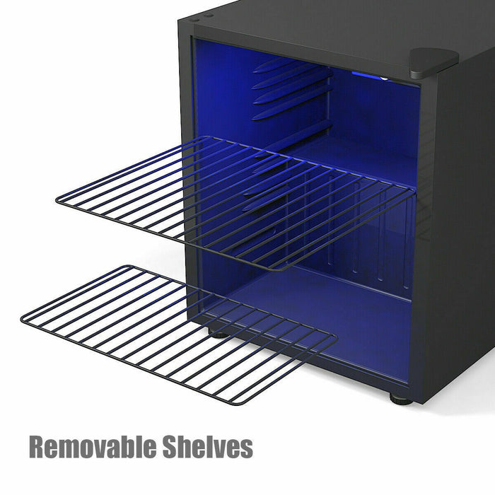 60 Can Beverage Mini Refrigerator with Glass Door/ Black