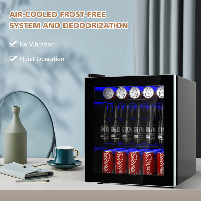 60 Can Beverage Mini Refrigerator with Glass Door/ Black
