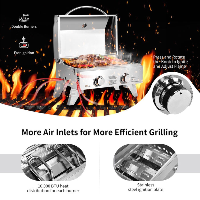 Portable Stainless Steel Table Top Grill