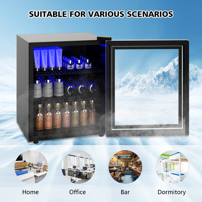 60 Can Beverage Mini Refrigerator with Glass Door/ Black