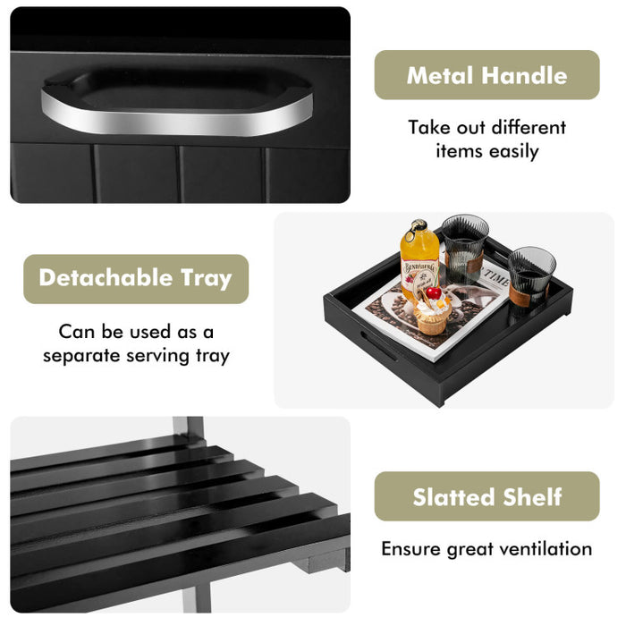 Rolling Kitchen Island Utility Storage Cart with 3 Large Drawers/Black