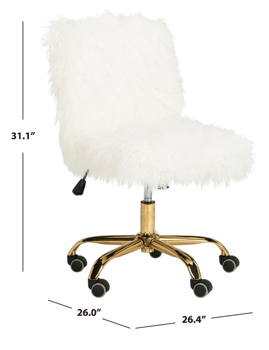 Whitney Faux Sheepskin Gold Leg Swivel Office Chair - Cool Stuff & Accessories