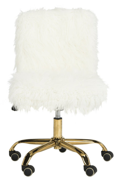 Whitney Faux Sheepskin Gold Leg Swivel Office Chair - Cool Stuff & Accessories