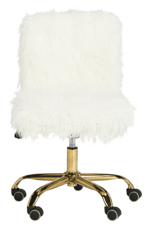 Whitney Faux Sheepskin Gold Leg Swivel Office Chair - Cool Stuff & Accessories