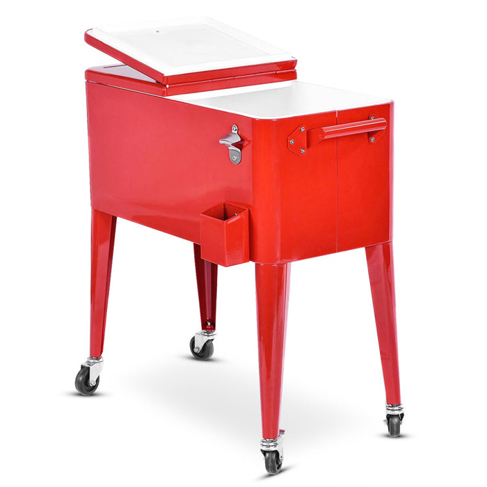 Red Portable Outdoor Patio Cooler Cart