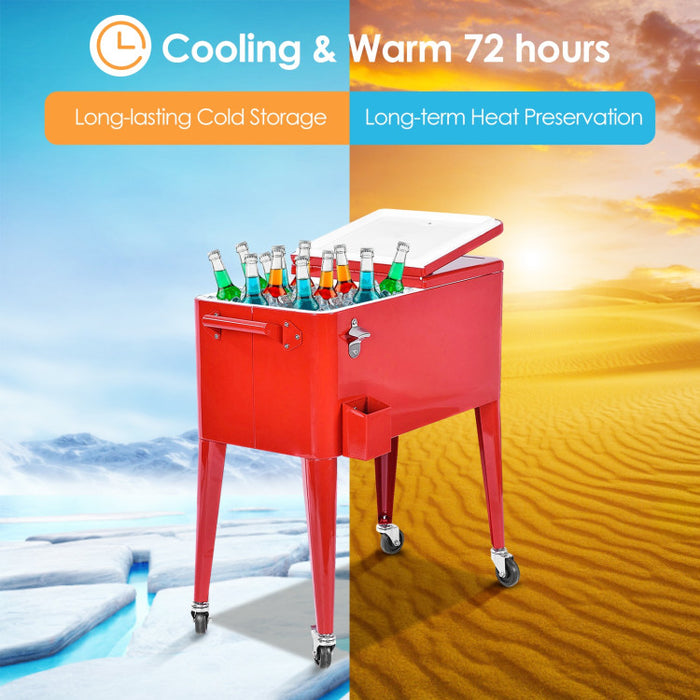 Red Portable Outdoor Patio Cooler Cart