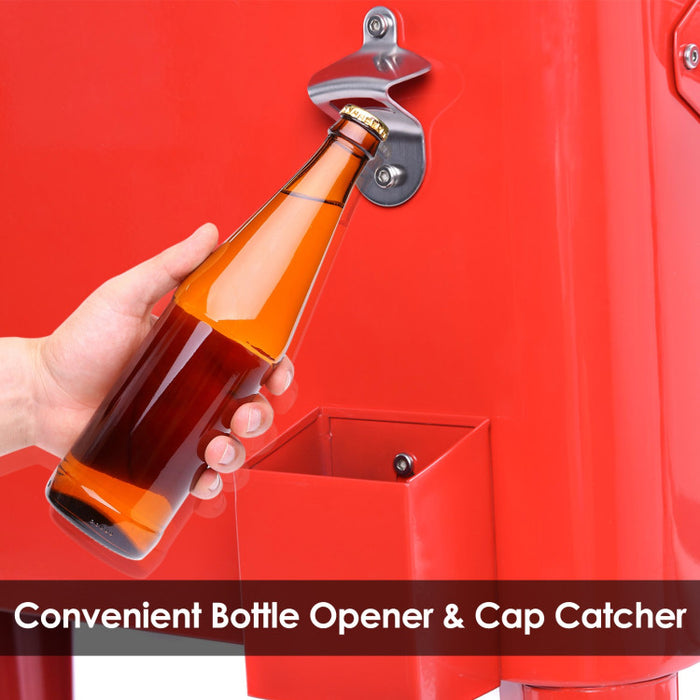 Red Portable Outdoor Patio Cooler Cart