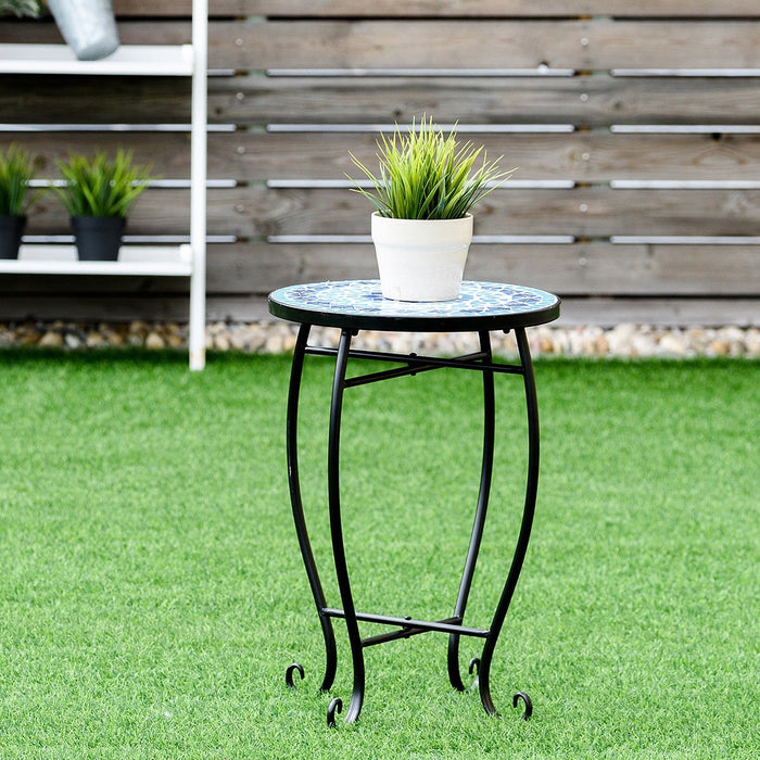 Outdoor Indoor Steel Accent Plant Stand Cobalt Table - Cool Stuff & Accessories