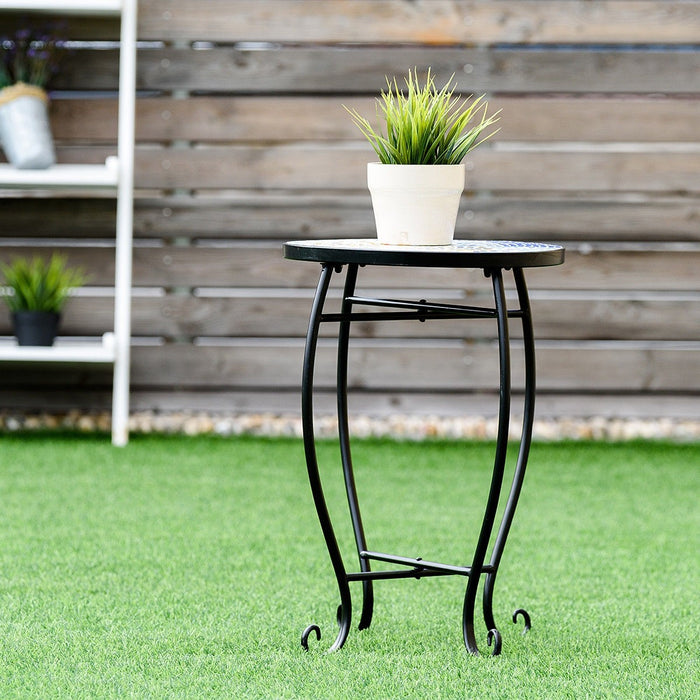 Outdoor Indoor Steel Accent Plant Stand Cobalt Table - Cool Stuff & Accessories