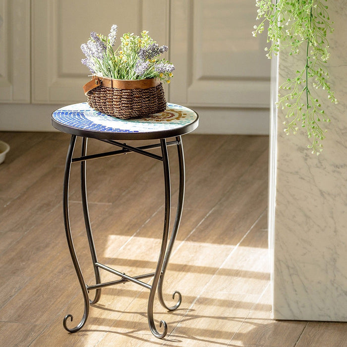 Outdoor Indoor Steel Accent Plant Stand Cobalt Table - Cool Stuff & Accessories