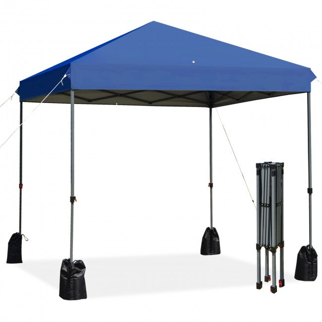 8 x 8 Feet Outdoor Canopy Tent with Roller Bag and Sand Bags/Blue