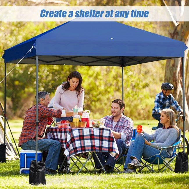 8 x 8 Feet Outdoor Canopy Tent with Roller Bag and Sand Bags/Blue