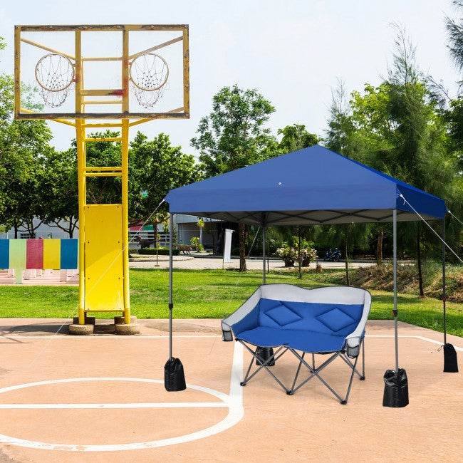 8 x 8 Feet Outdoor Canopy Tent with Roller Bag and Sand Bags/Blue