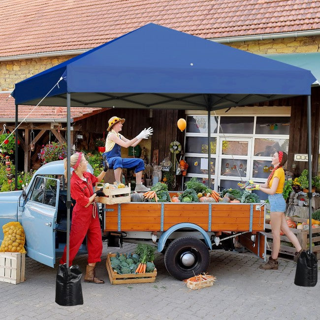8 x 8 Feet Outdoor Canopy Tent with Roller Bag and Sand Bags/Blue