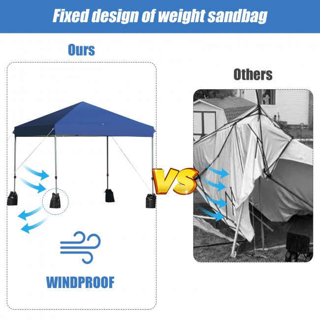 8 x 8 Feet Outdoor Canopy Tent with Roller Bag and Sand Bags/Blue