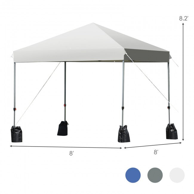 8 x 8 Feet Outdoor Canopy Tent with Roller Bag and Sand Bags/White