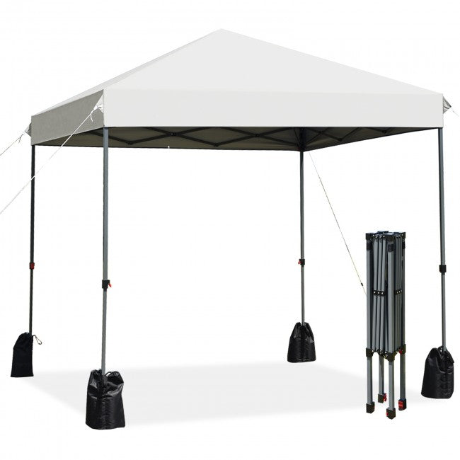 8 x 8 Feet Outdoor Canopy Tent with Roller Bag and Sand Bags/White