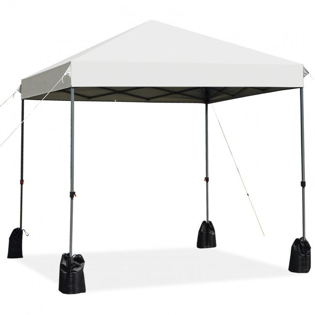 8 x 8 Feet Outdoor Canopy Tent with Roller Bag and Sand Bags/White