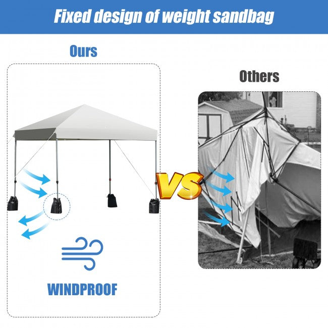 8 x 8 Feet Outdoor Canopy Tent with Roller Bag and Sand Bags/White