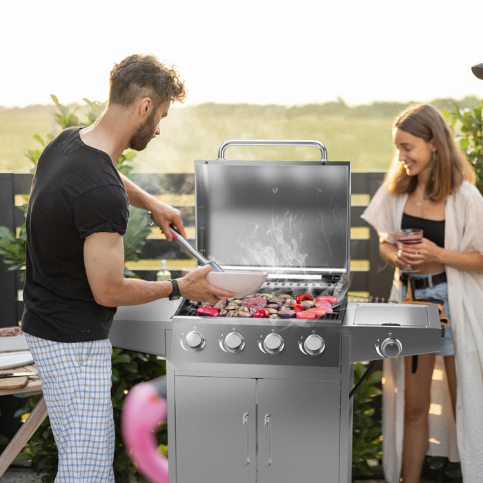 Stainless Steel BBQ Grill 5 Burner With Side Burner