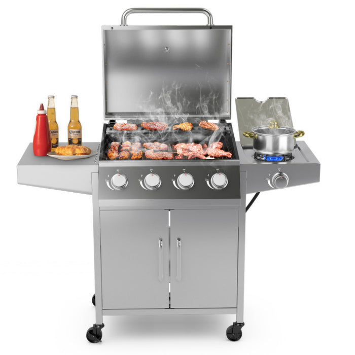 Stainless Steel BBQ Grill 5 Burner With Side Burner