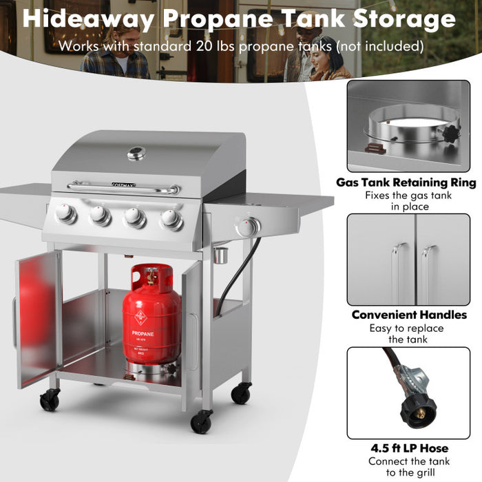 Stainless Steel BBQ Grill 5 Burner With Side Burner
