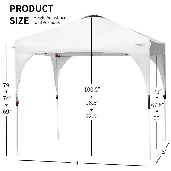 8' x 8' Outdoor Pop Up Tent Canopy Sun Shelter with Roller Bag