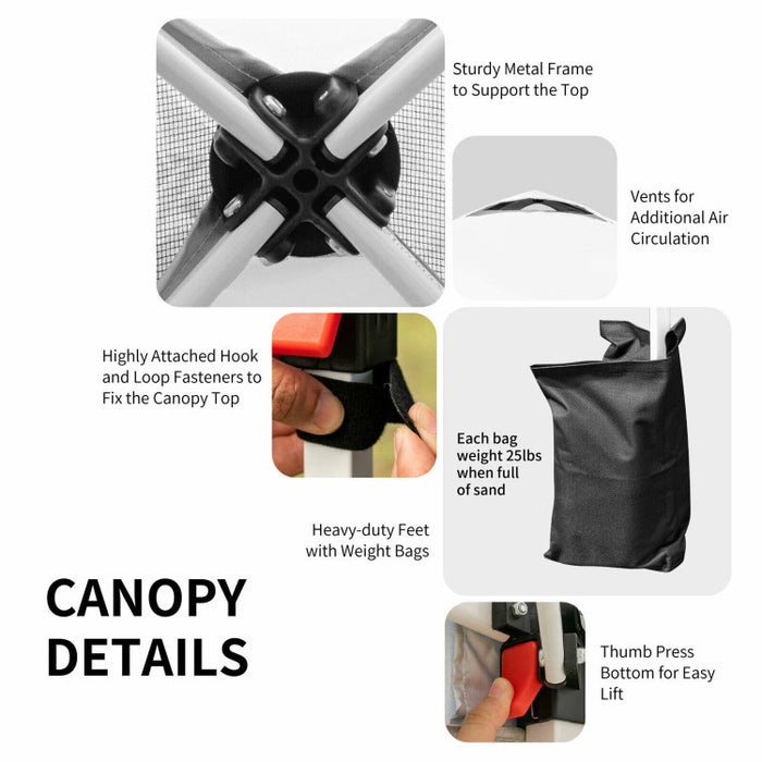 8' x 8' Outdoor Pop Up Tent Canopy Sun Shelter with Roller Bag