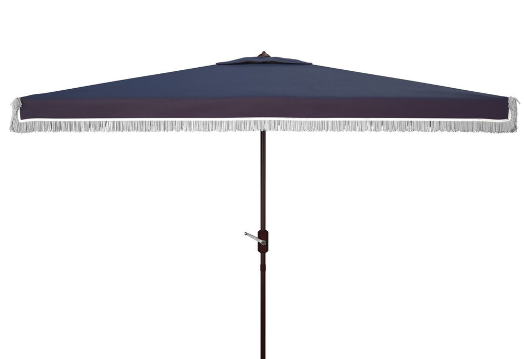 Milan Fringe 6.5 X 10 Ft Rect Crank Umbrella/Navy - Cool Stuff & Accessories
