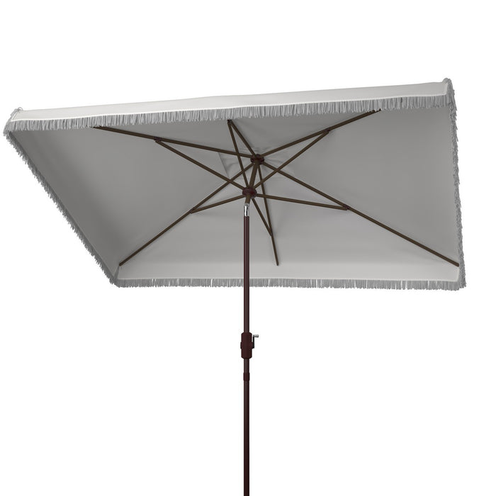 Milan Fringe 6.5 X 10 Ft Rect Crank Umbrella/White - Cool Stuff & Accessories