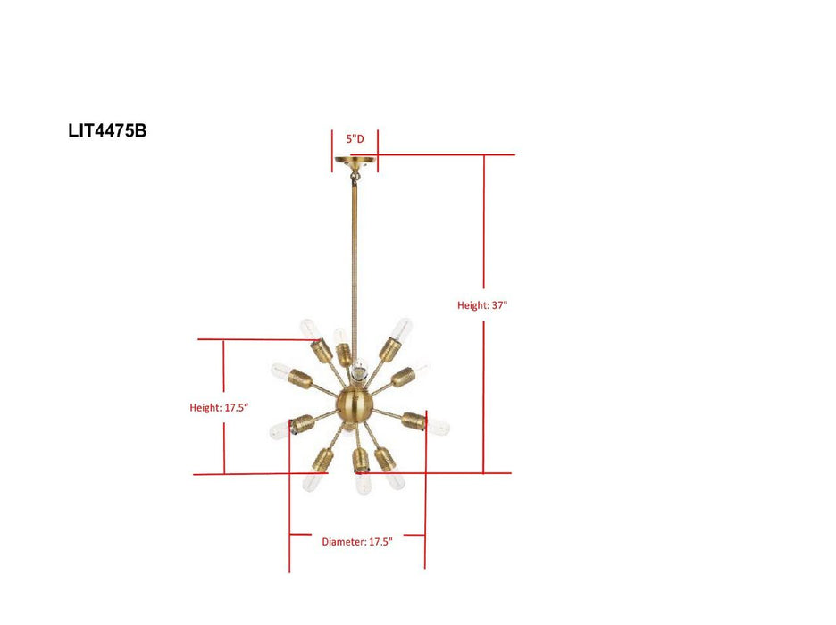 RAGING 12 LIGHT GOLD 17.5 INCH DIA SOLACE PENDANT LAMP - Cool Stuff & Accessories