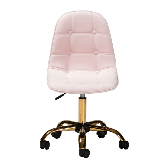 Kabira Swivel Office Chair/Pink Velvet