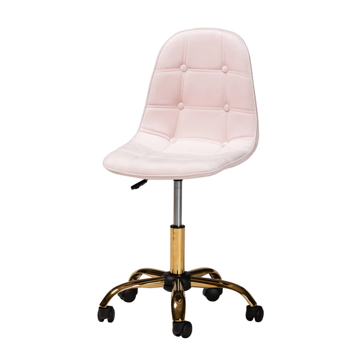 Kabira Swivel Office Chair/Pink Velvet