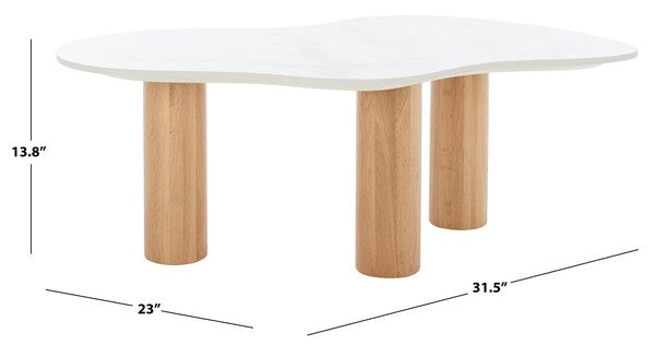 Aurora Curvy Coffee Table/ White/ Natural