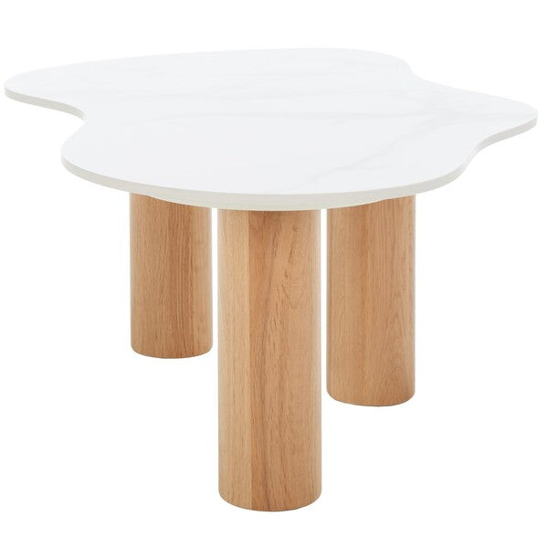 Aurora Curvy Coffee Table/ White/ Natural