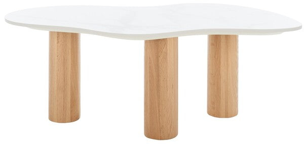 Aurora Curvy Coffee Table/ White/ Natural