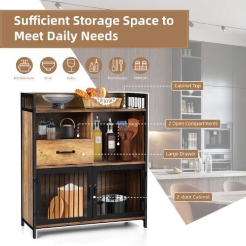 Buffet Cabinet with Drawer and Wood Storage Shelf