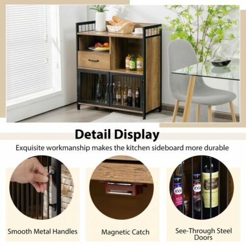 Buffet Cabinet with Drawer and Wood Storage Shelf