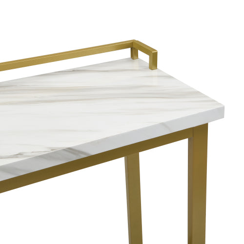 Modern 4 Piece Counter Height Extra Long Console Dining Table Set/ White/ Gold