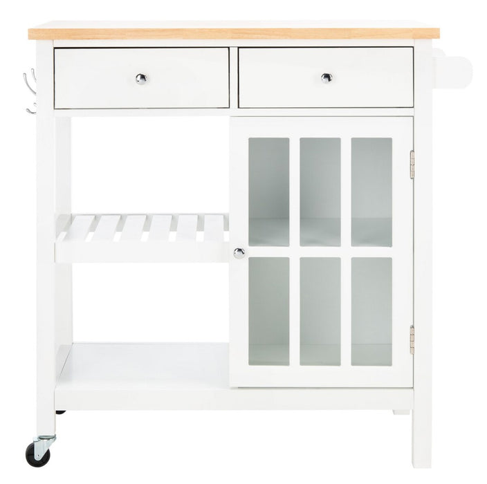 Locklyn 1 Door 2 Drawer 2 Shelf Kitchen Cart/White