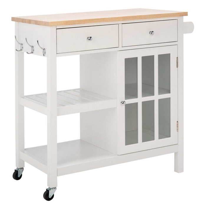 Locklyn 1 Door 2 Drawer 2 Shelf Kitchen Cart/White