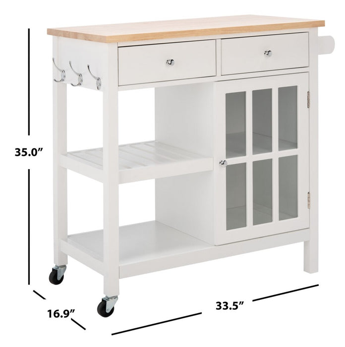 Locklyn 1 Door 2 Drawer 2 Shelf Kitchen Cart/White