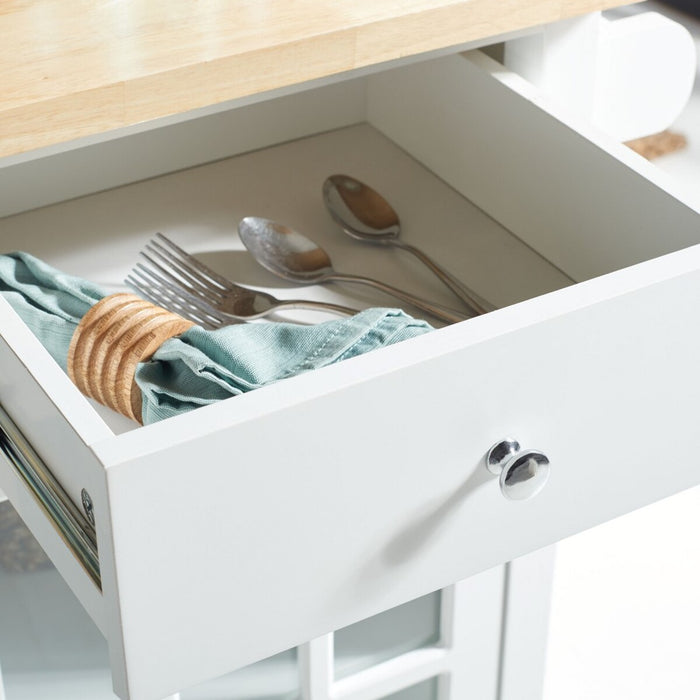 Locklyn 1 Door 2 Drawer 2 Shelf Kitchen Cart/White