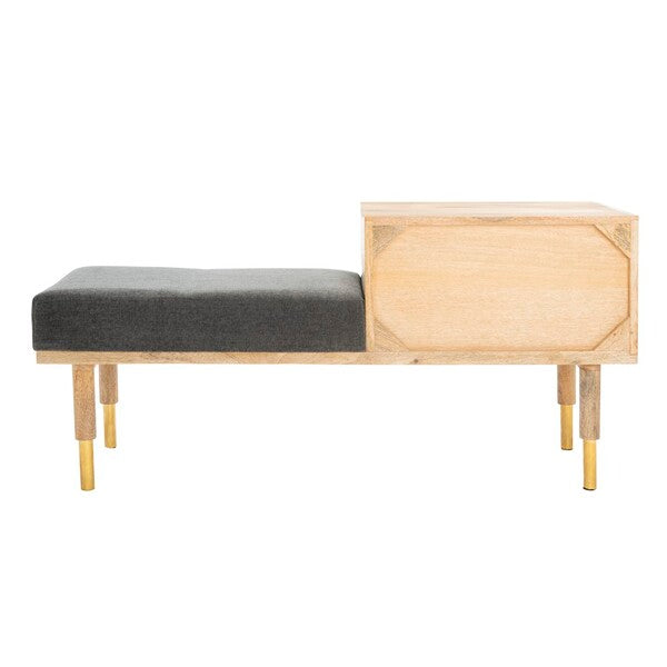 Taft 2 Drawer Cushioned Seat Bench/ Natural/ Grey