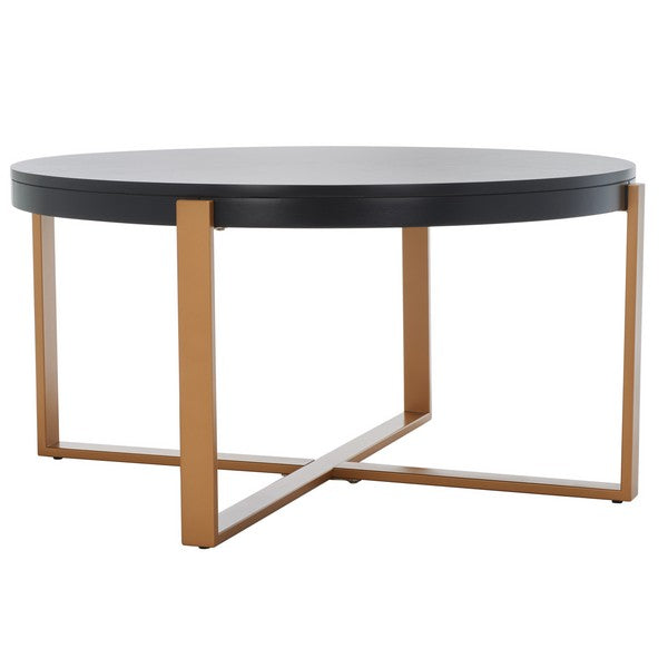 Navya Round Coffee Table/Black/Gold